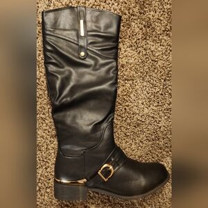 Bucco Black Ankle Boots with Gold Accent